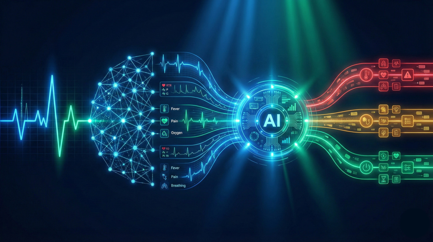 Visualización IA de triaje clínico: motor de priorización con señales ECG y canales de urgencia